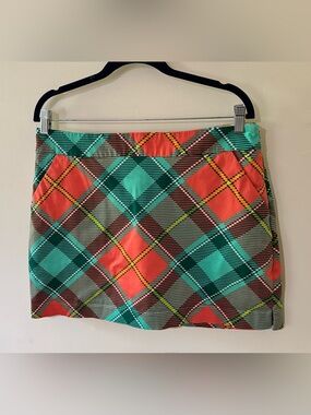 LOUDMOUTH Ladies GOLF SKORT skirt PLAID size 10 MINI ORANGE